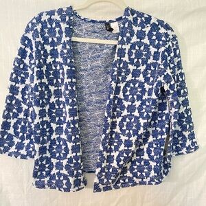 [Divided] open knit blue and white artsy women’s cardigan